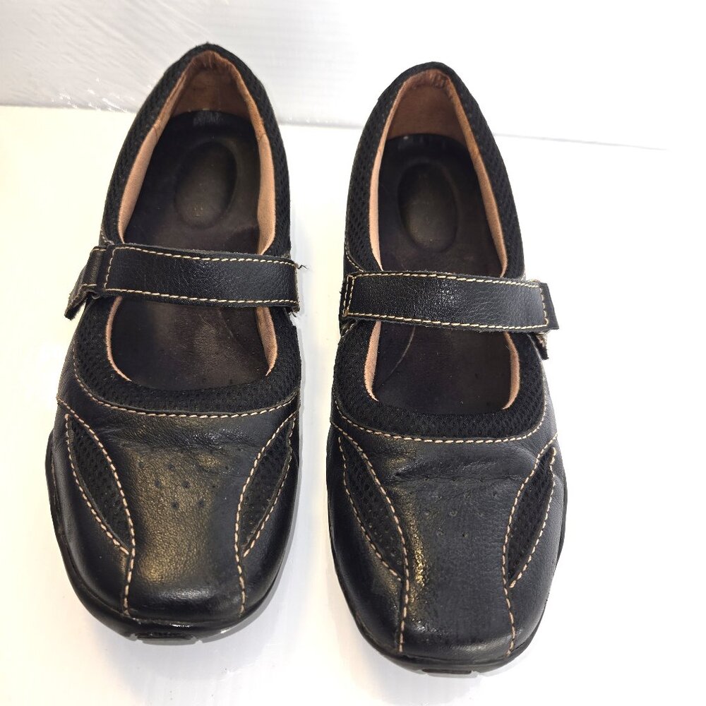 Naturalizer Womens Black Leather Stitched Mary Jane Comfy Cushioned Shoes Size 9